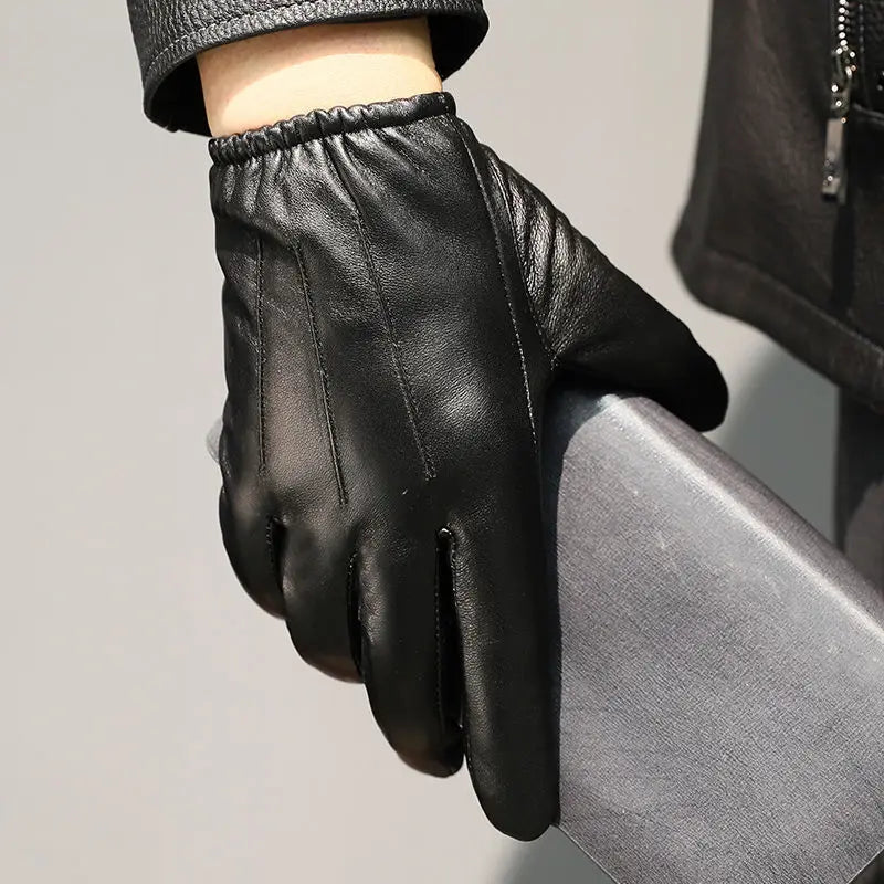 Sheepskin Genuine Leather Men's Gloves Fashion Driving Riding