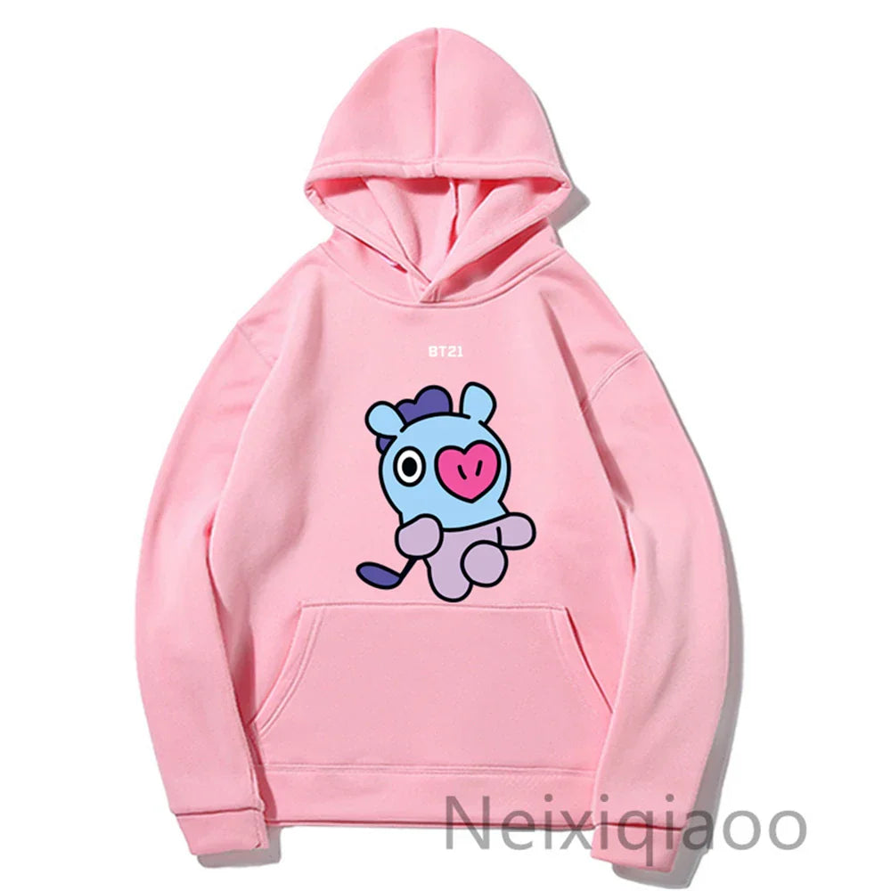 Plus Size Bt21 Cartoon Prints Hoody Women Men