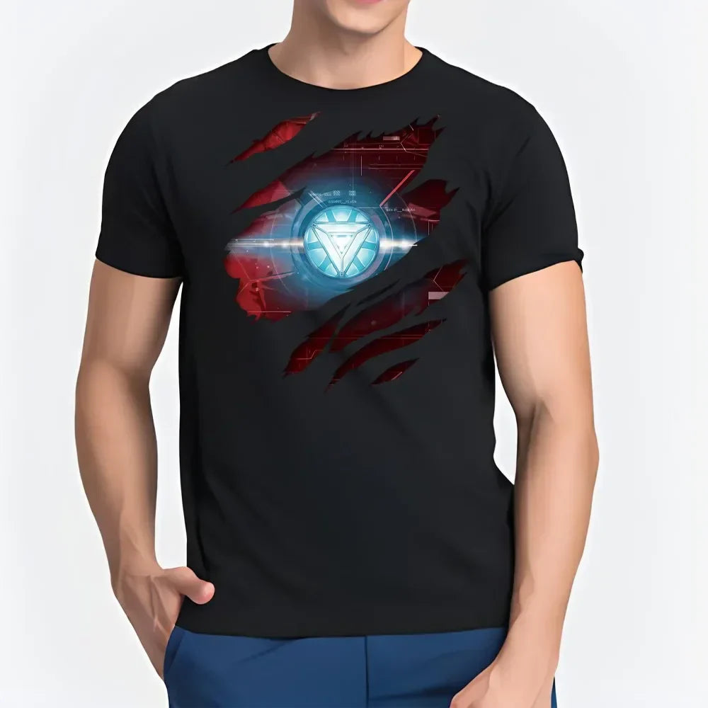 Summer Men's T-shirt Tony Stark Arc Reactor Printed