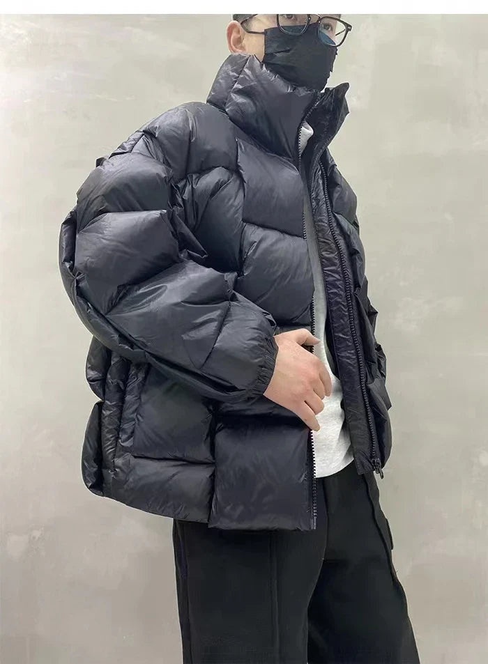 Winter Men's Cotton Padded Jacket Puffer Loose Solid