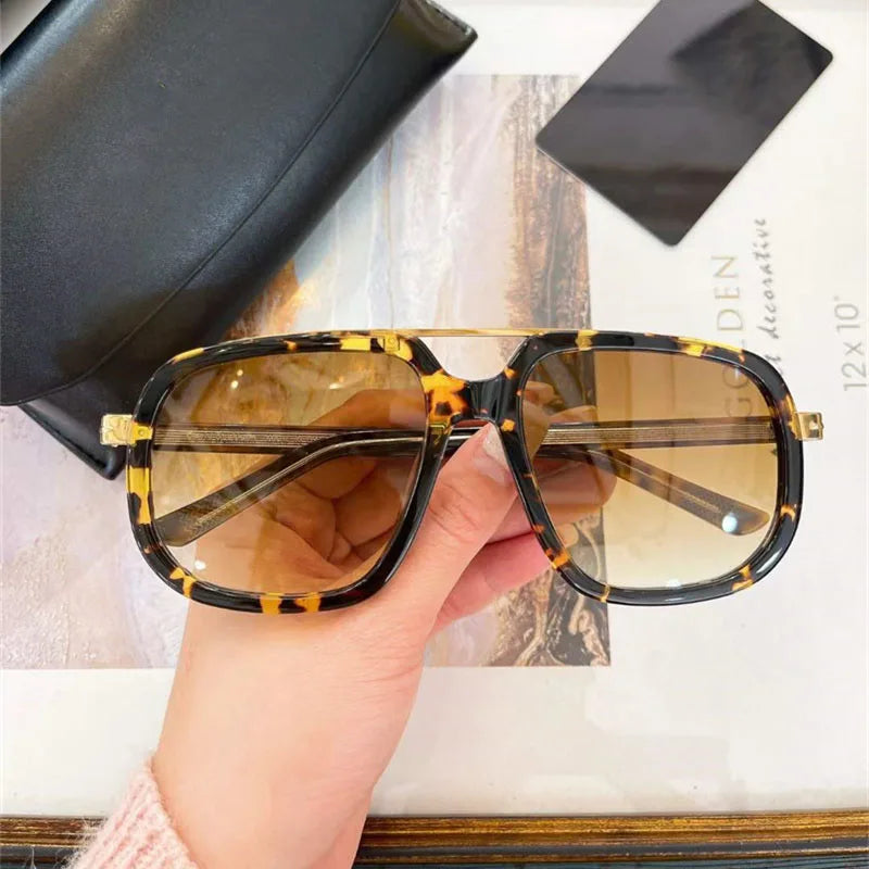 Square Double Bridge Sunglasses 7101 Men and Women