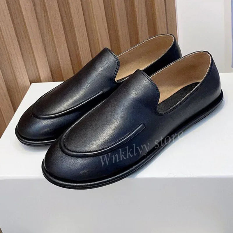 2023 New Genuine Leather Ballerina Flat Loafers Women