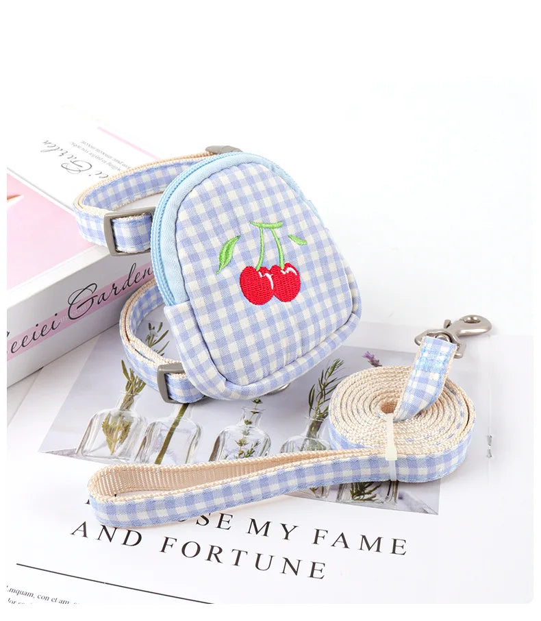 Sweet Embroidery Pattern Dog Leash Bag Functional Pet