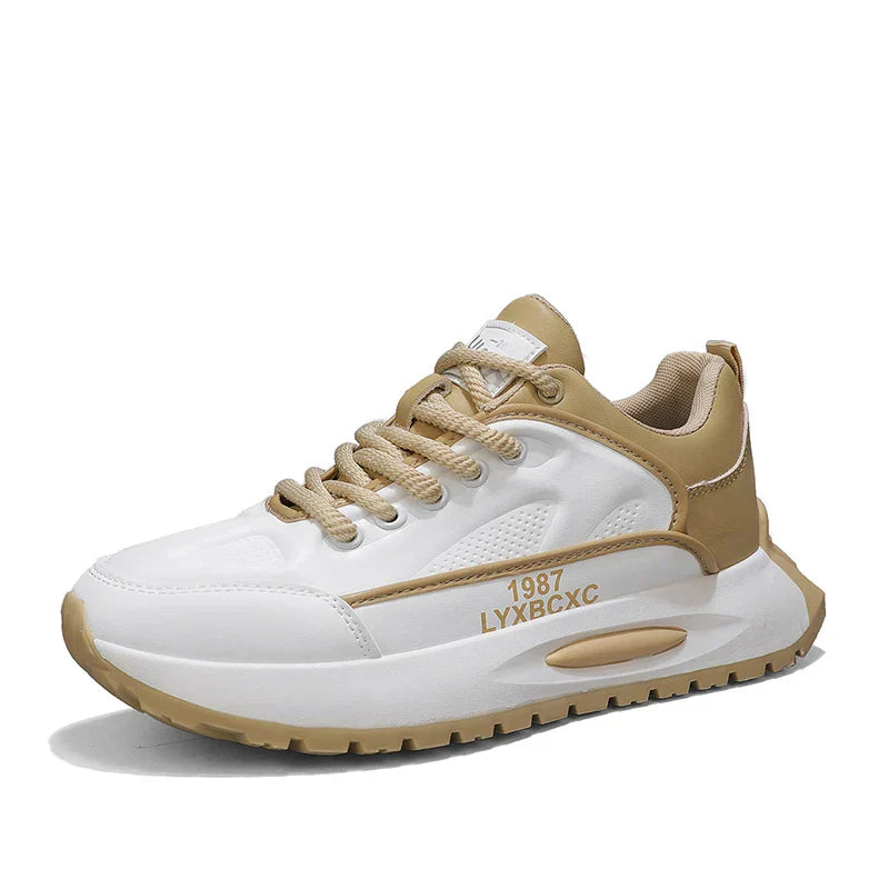 Men's Run Sneaker Walking Leather Shoes Youth Casual Cricket Shoes Fashion Trend Board Shoes Comfort White Skateboard Shoes