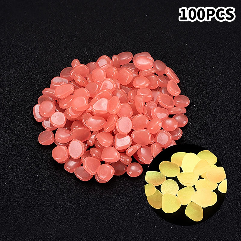 100pcs Garden Decor Luminous Stones Glow In The