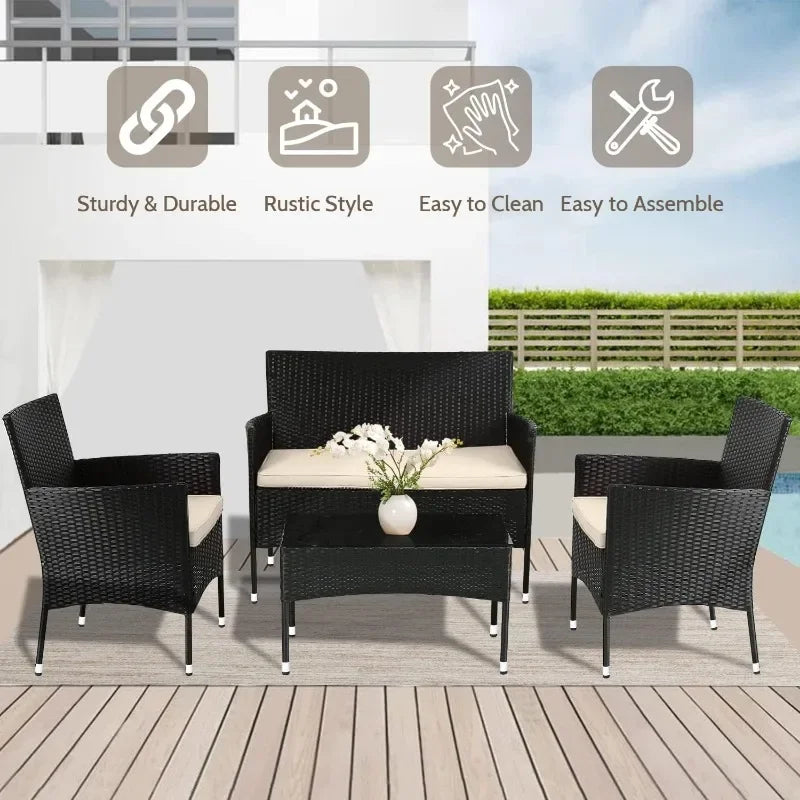 FDW Patio Furniture Set 4 Pieces Outdoor Rattan