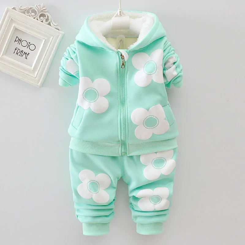 Baby Girls Flower Cartoon Thickk Woolen Autumn Winter