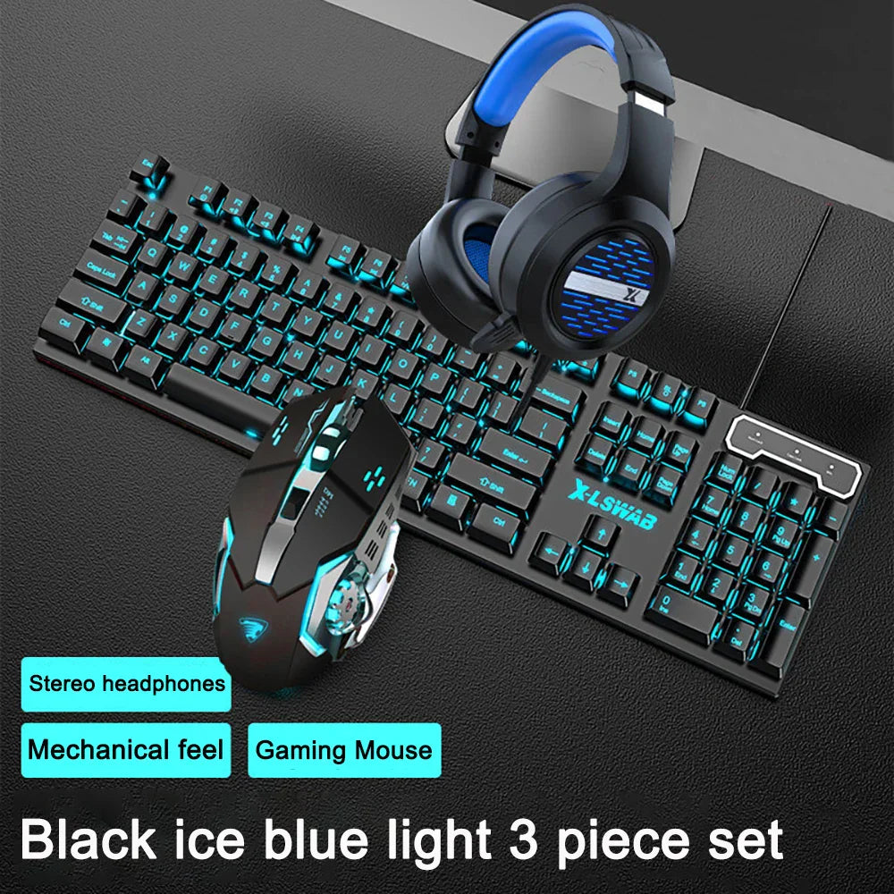 3-piece Set Gaming Keyboard Mouse Headphone Set Wired