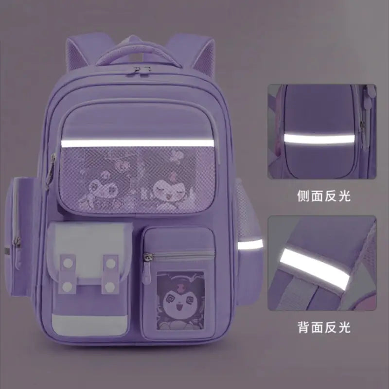 Sanrioed Kuromi Anime Cute Large Capacity Backpack Schoolbags