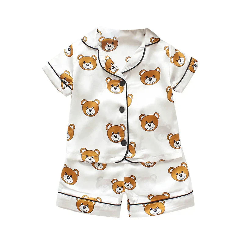 Toddler Silk Satin Pajamas Pyjamas Set Baby Sleepwear