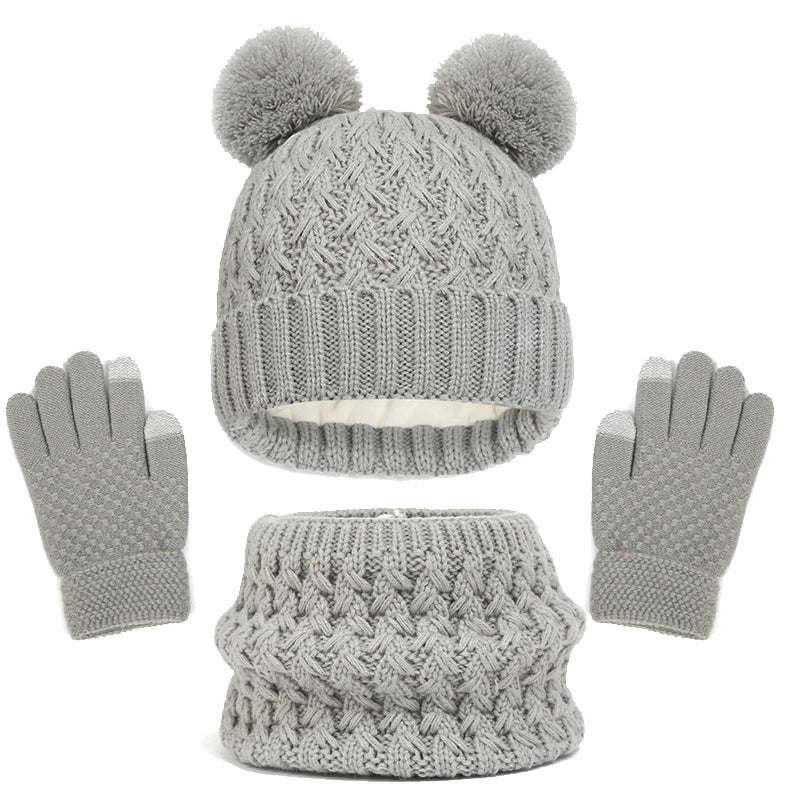 Imitation Cashmere Winter Baby Hat Gloves Scarf Set