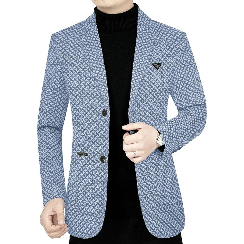 Men Business Casual Blazers Jackets New Male Checkered