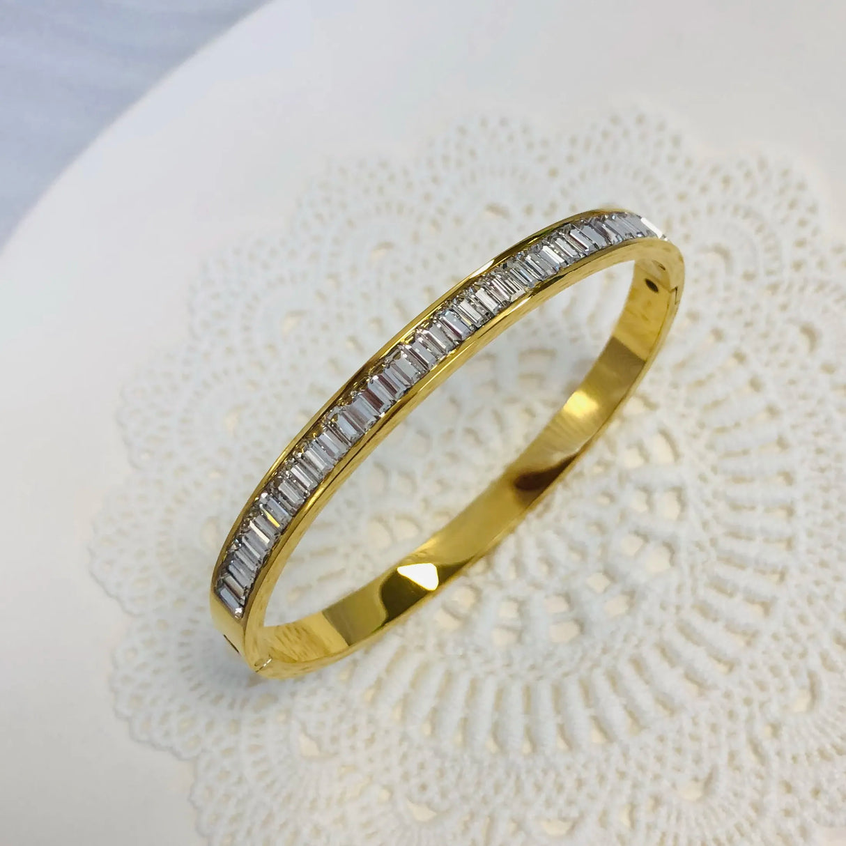Waterproof Luxury Colorful Cubic Zirconia Bangles Stainless Steel