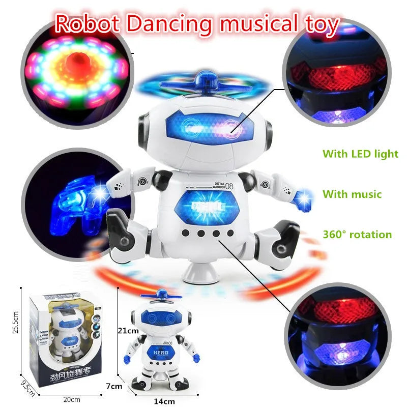 Kids Music Robot Toys Rotating Dance With LED