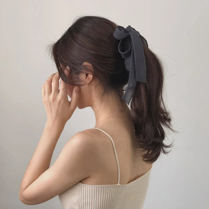Trendy Ribbon Bow Banana Clip Women Girl Colour