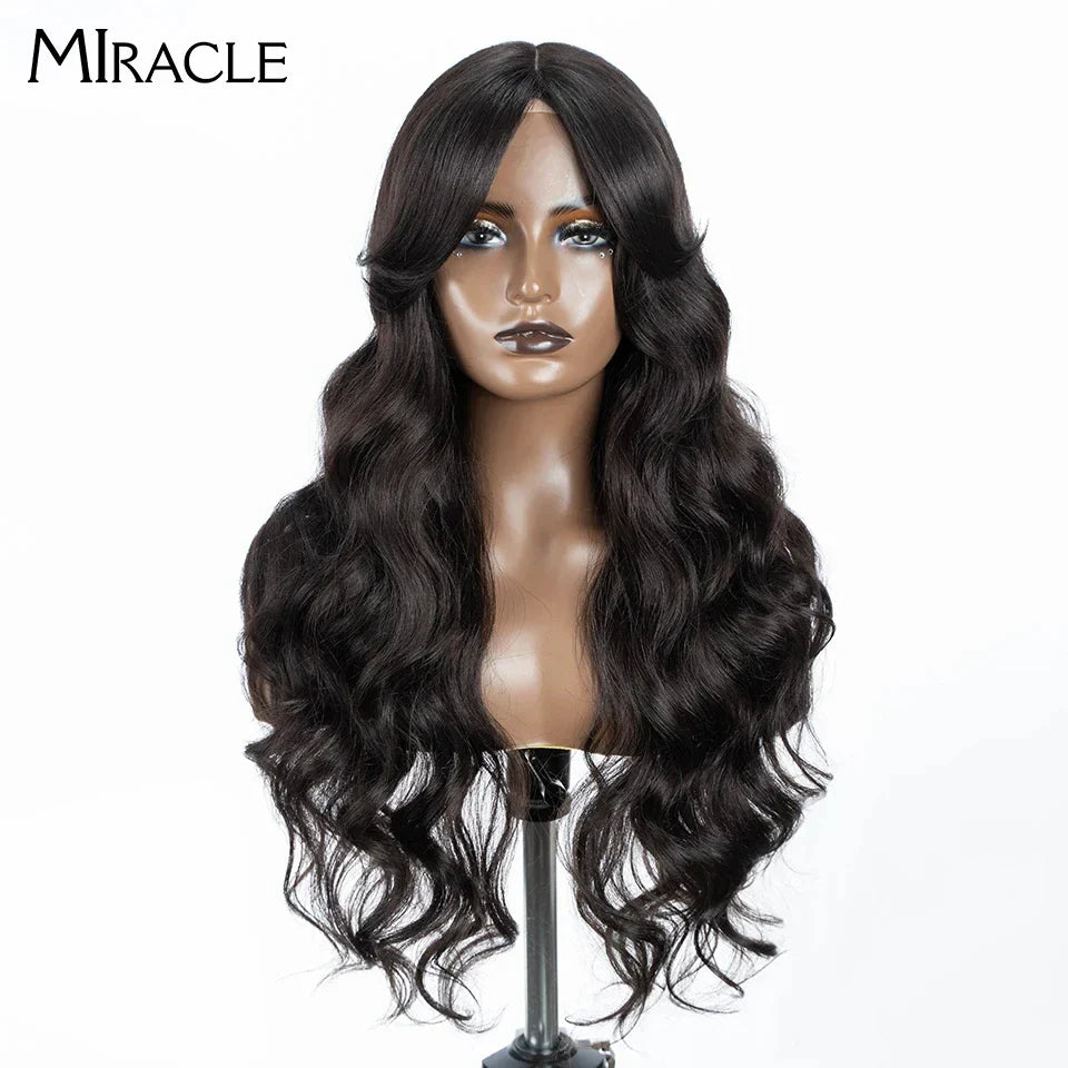 MIRACLE Synthetic Lace Front Wigs For Women Long