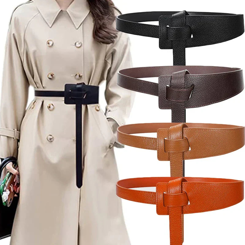 PU Designer Belts for Women High Quality Knot
