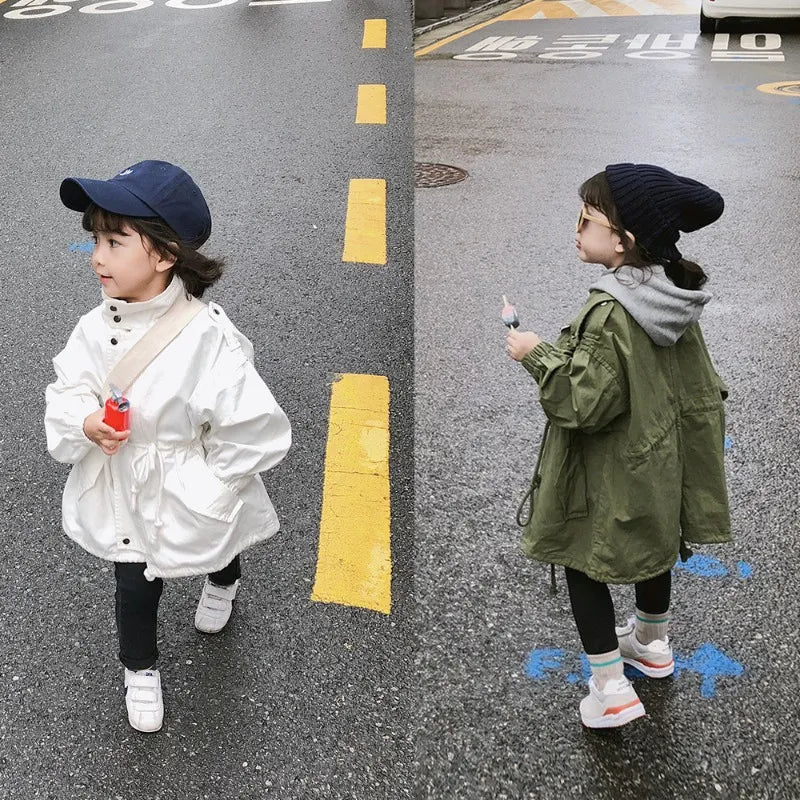 Girls Trench Coat Autumn Spring Korean Windbreaker Jacket