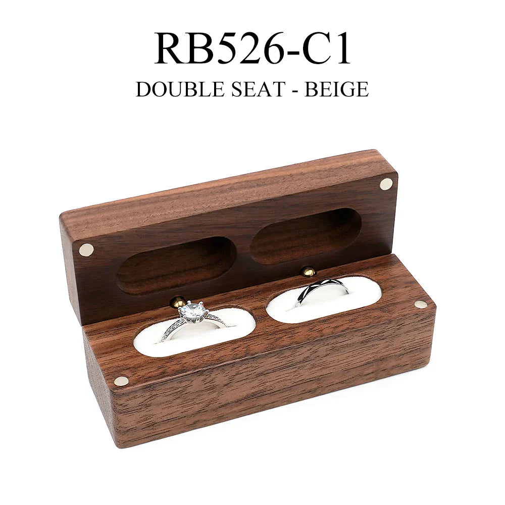 Walnut Wooden Ring Box diamond Pendant Neckl ace