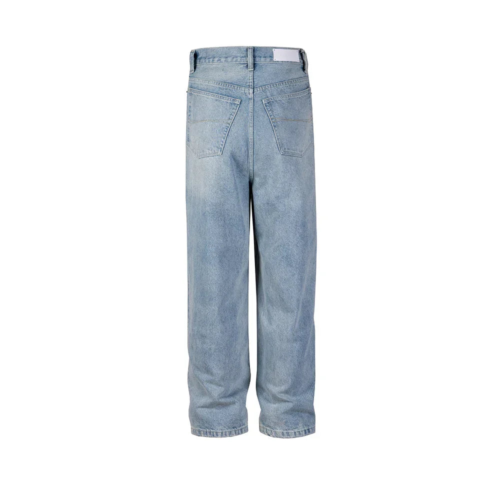 High Street Washed Blue Wide Leg Baggy Jeans