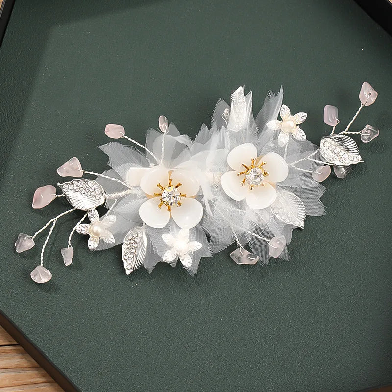 White Flower Hairpins Elegant Women Floral Style Hair