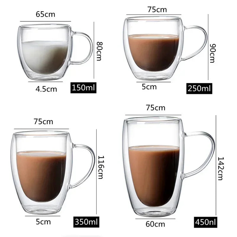 Double Wall Glass Cup Heat Resistant Transparent High