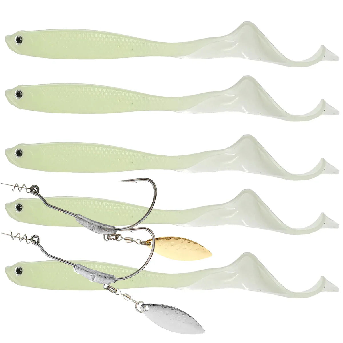 5Pcs lues 2pcs hooks Vigour Perch Fishing Lure