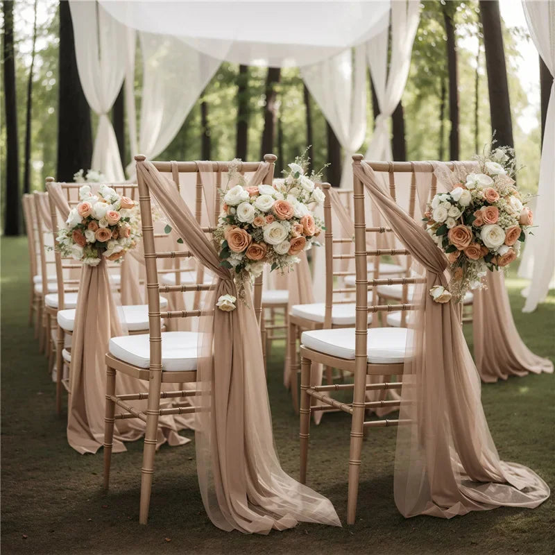 10/50PCS Chiffon Chair Sashes Wedding Chair Decoration 17x250cm