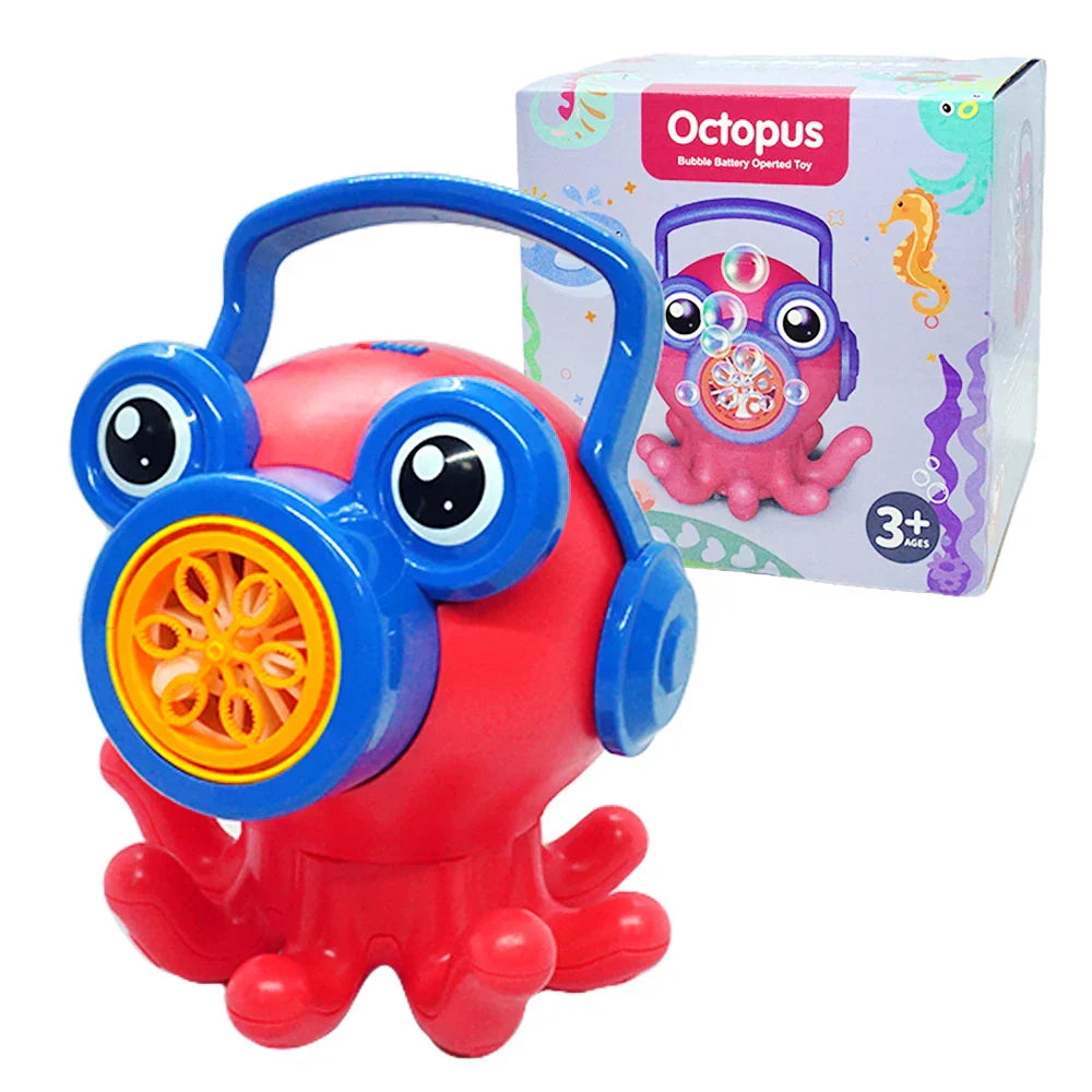 Cartoon Octopus Green Bubble Shakes His Head And