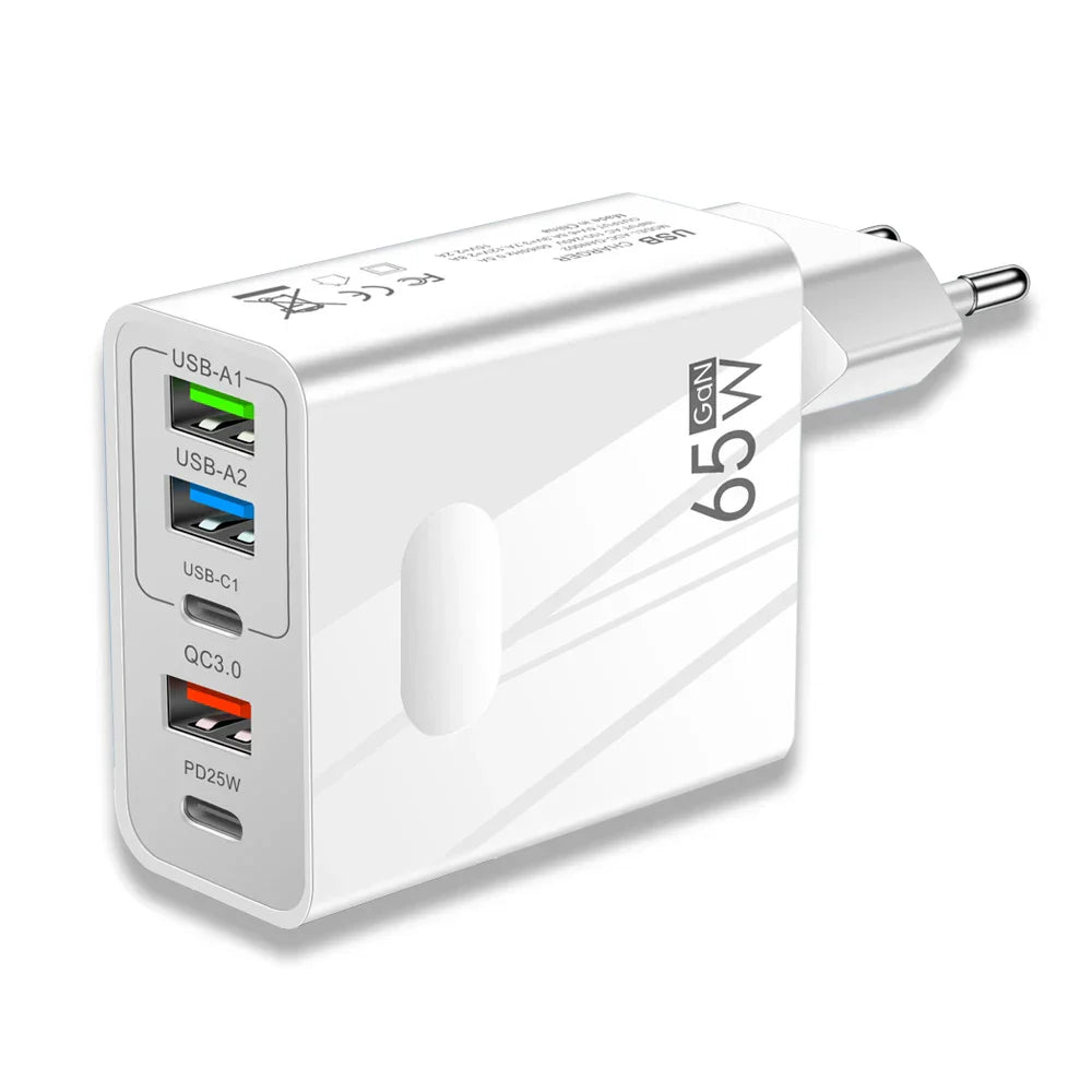 65W GaN Charger USB PD Muti Plugs Fast