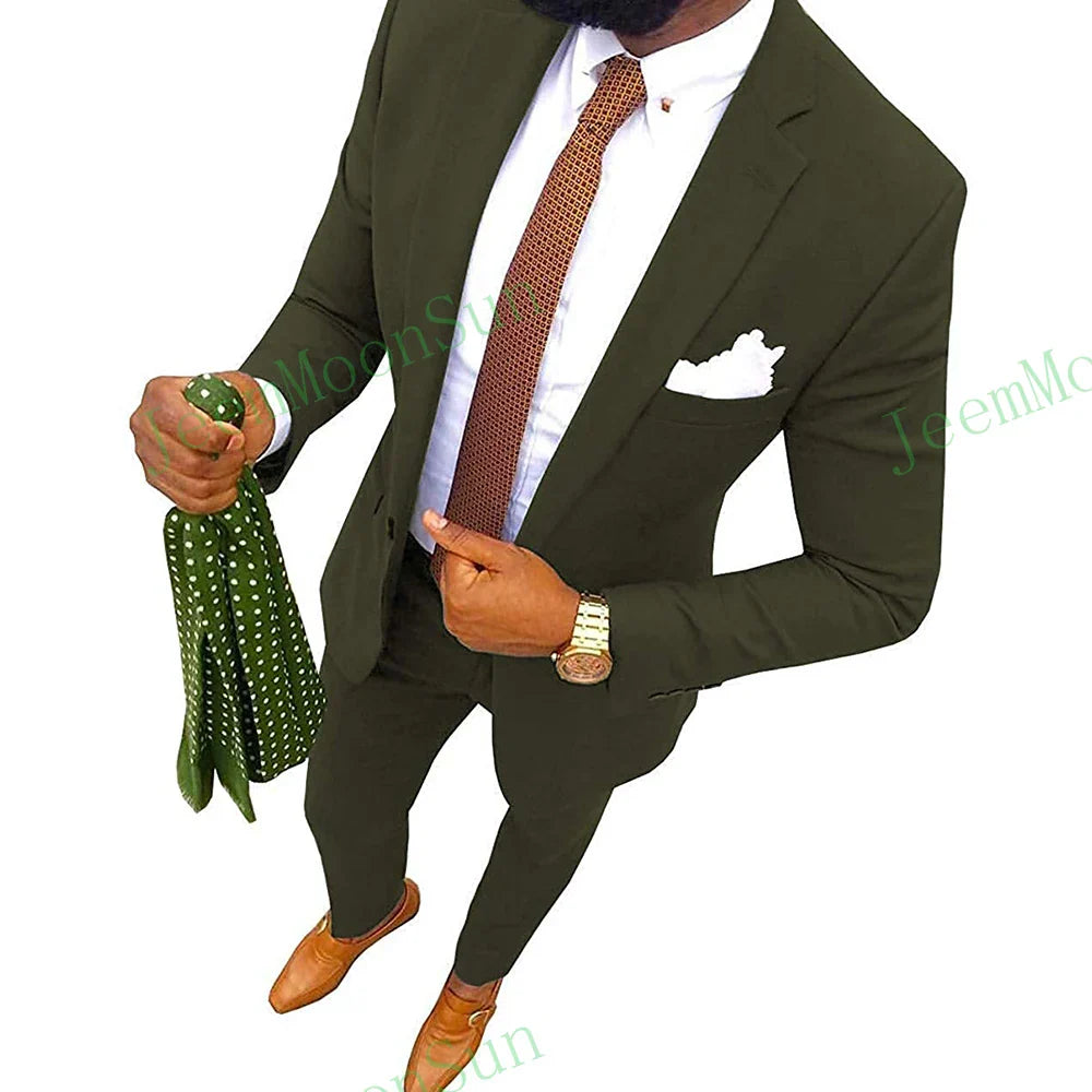 Green Mens Wedding Suits 2022 Groom Tuxedos Notched