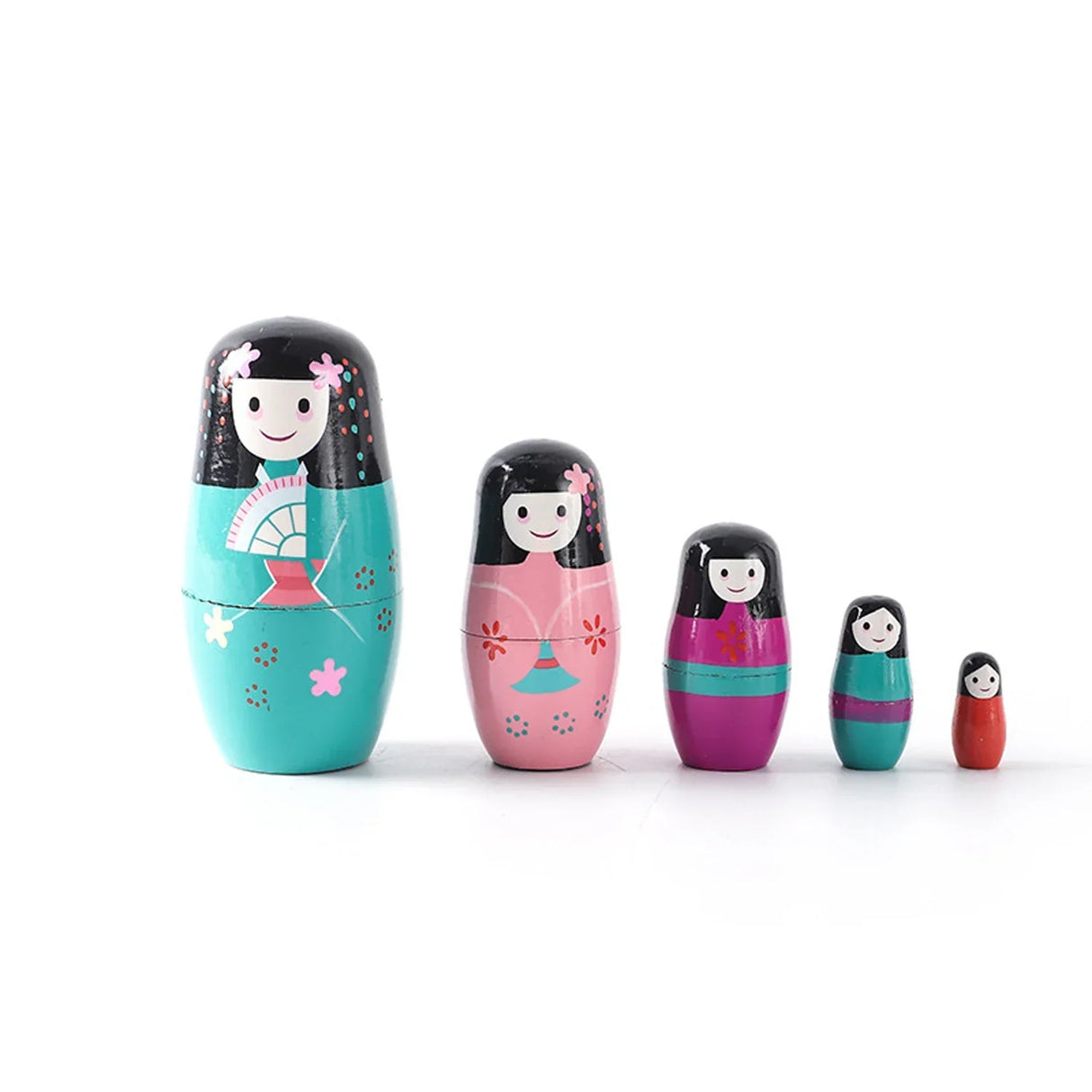 5PCS Matryoshka Dolls Nesting Dolls Cute Wood Russian
