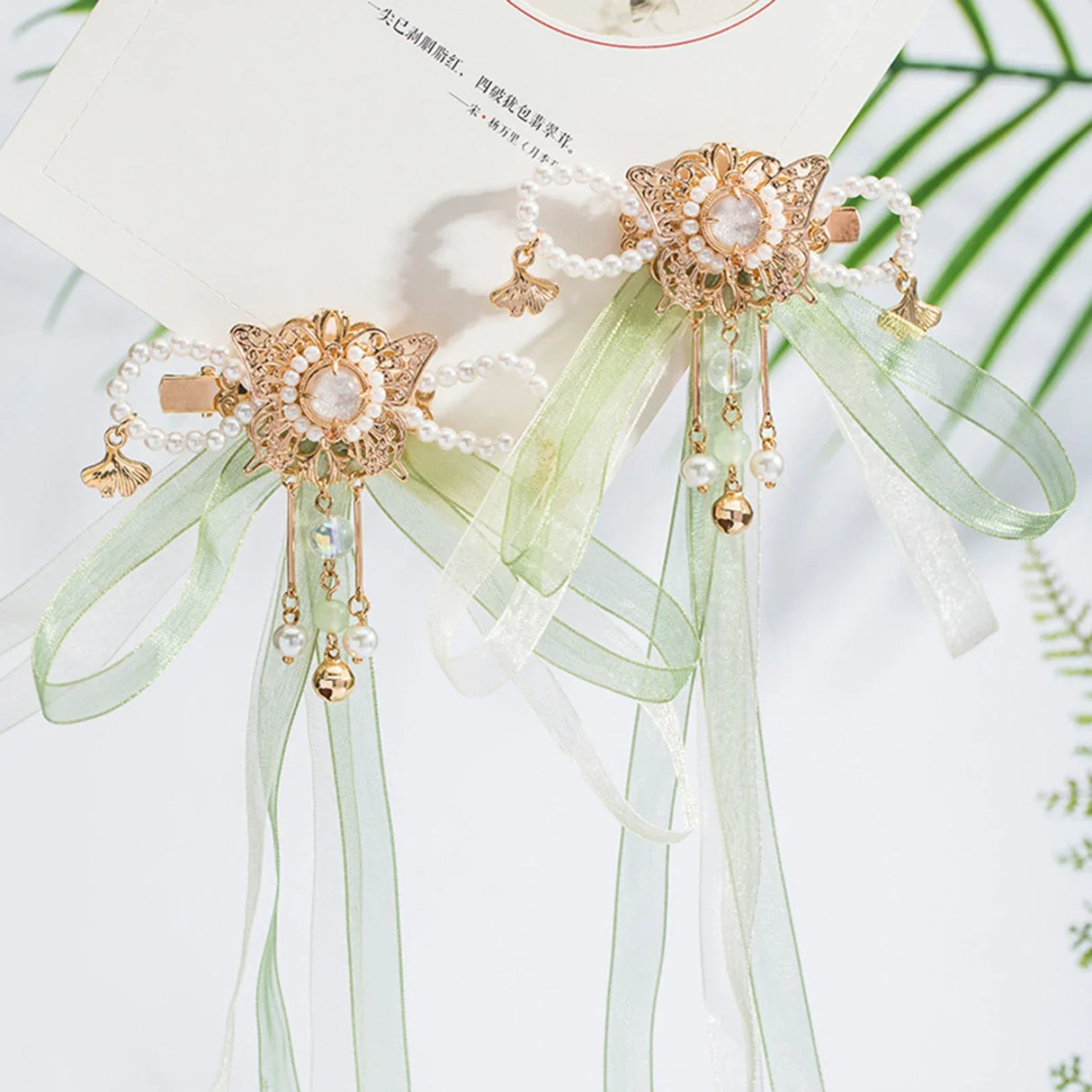 Chinese Hair Clips Girls Hanfu Hair Accessories Green
