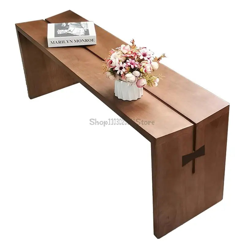 Nordic Solid Wood Bench Home Living Room Long