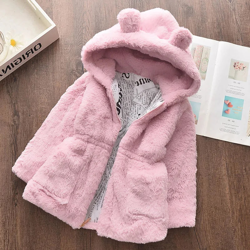 Winter Baby Girls Clothes Faux Fur Coat Fleece