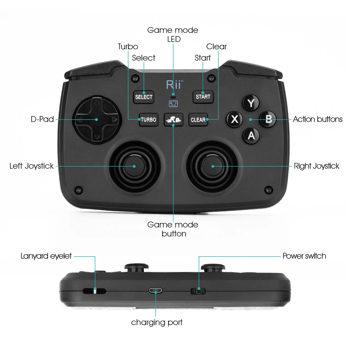 Rii RK707 2.4GHz Wireless Portable Game Controller Keyboard