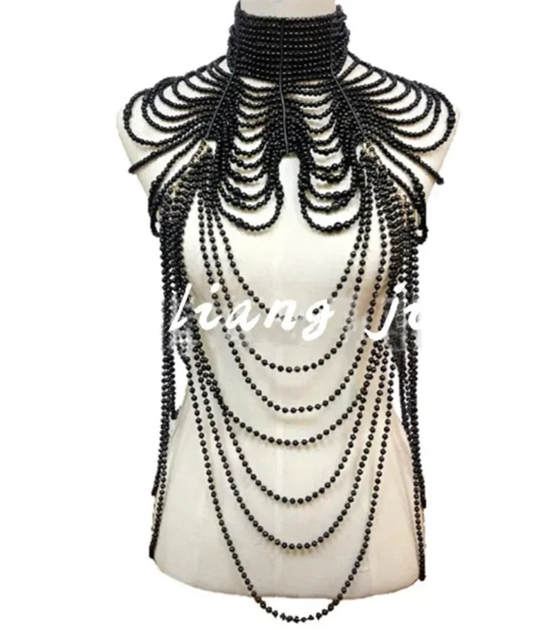 Body Chain Jewelry Pearl Sexy Beaded Collar Shoulder