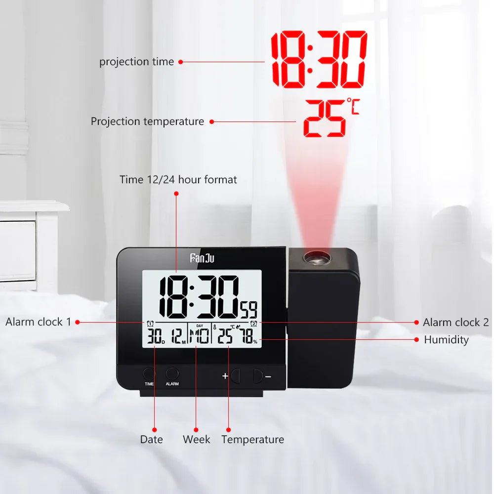 FanJu FJ3531 Alarm Clock Digital Date Snooze Function