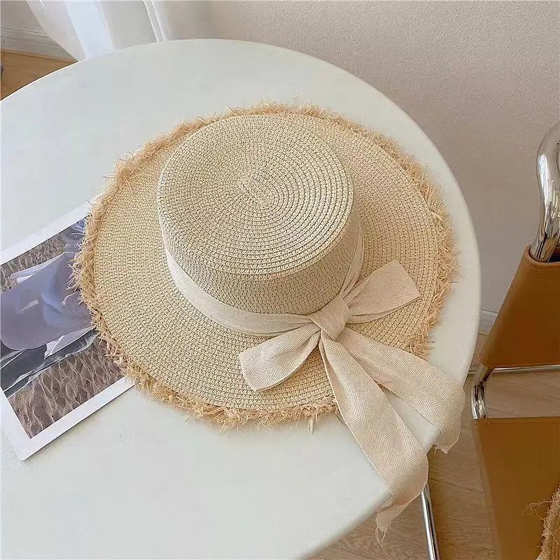 Handmade Ins Straw Hat Raw Edge Shian Hat