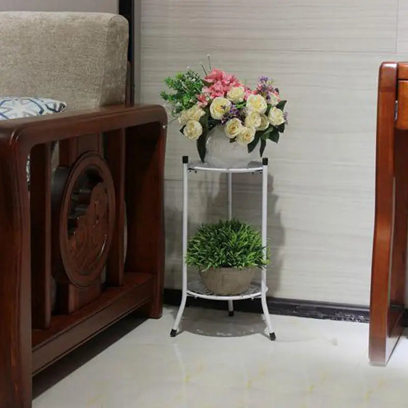 2-Tiered Tall Plant Stand Metal Plant Shelf Supports