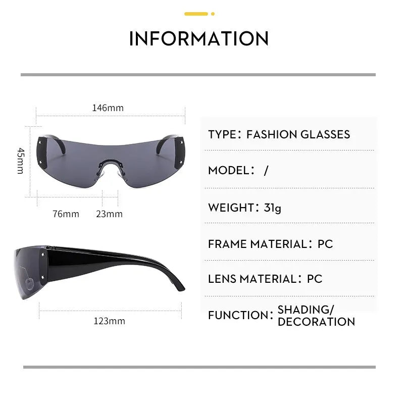 New Punk One Piece Sunglasses 2000 S Women