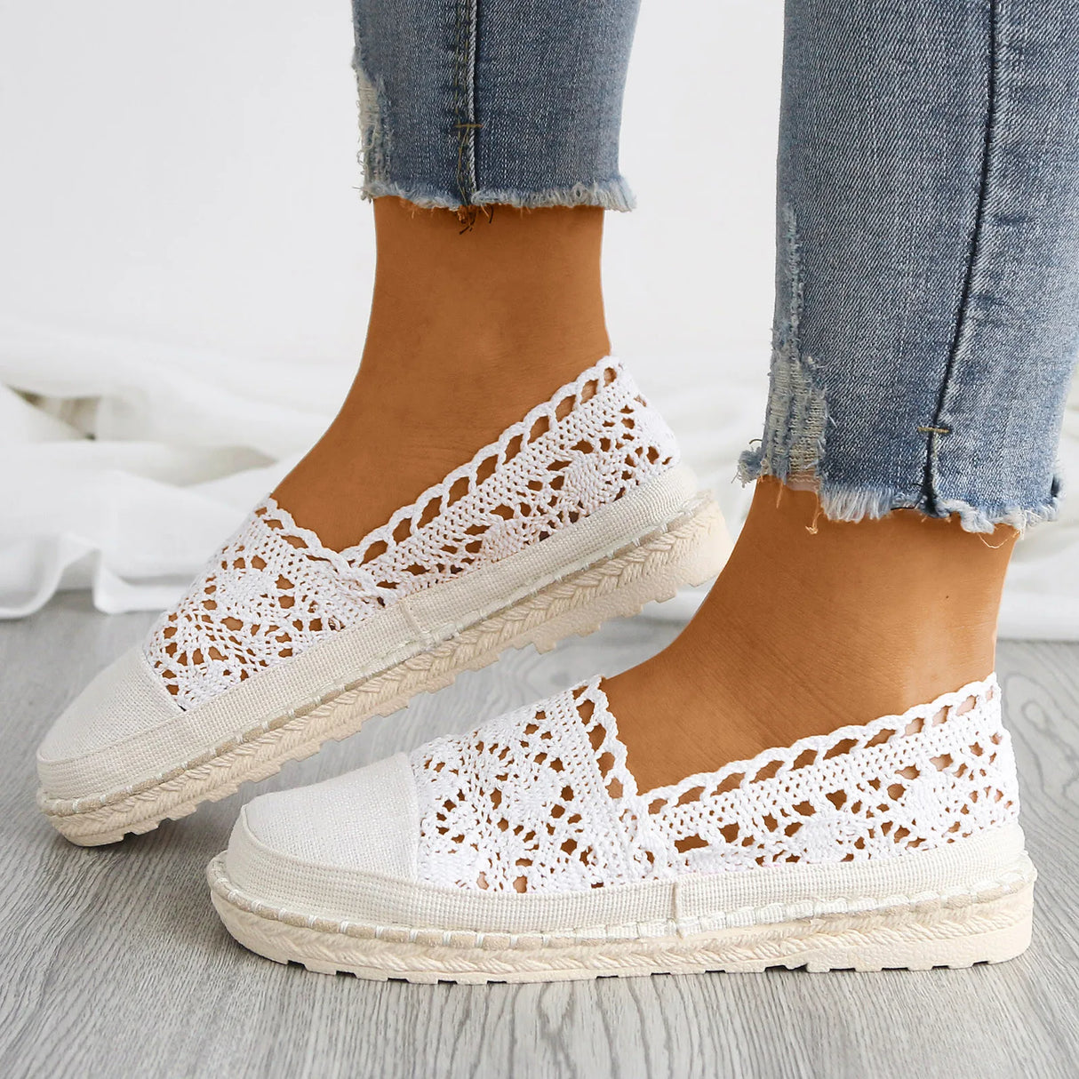 2023 Women's Lace Hollow Out Mesh Summer Flats