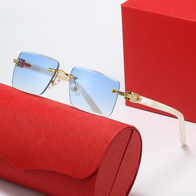 Luxury Brand Diamond Acetate Frame Square Sunglasses For