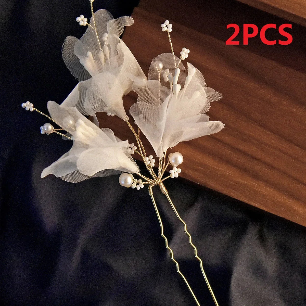 3PCS Flower Hairpin Bride Headdress For Women Pearl