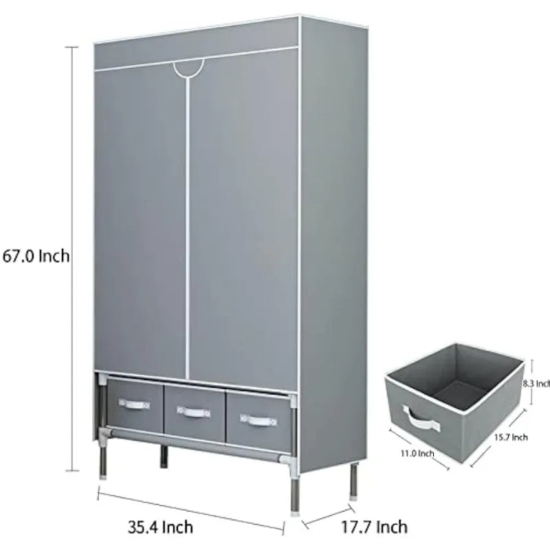 ASSICA Portable Clothes Closet Rolling Door Wardrobe with