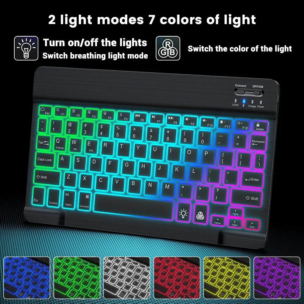 Wireless Bluetooth Keyboard 10inch Backlit Keyboard Backlight Touchpad