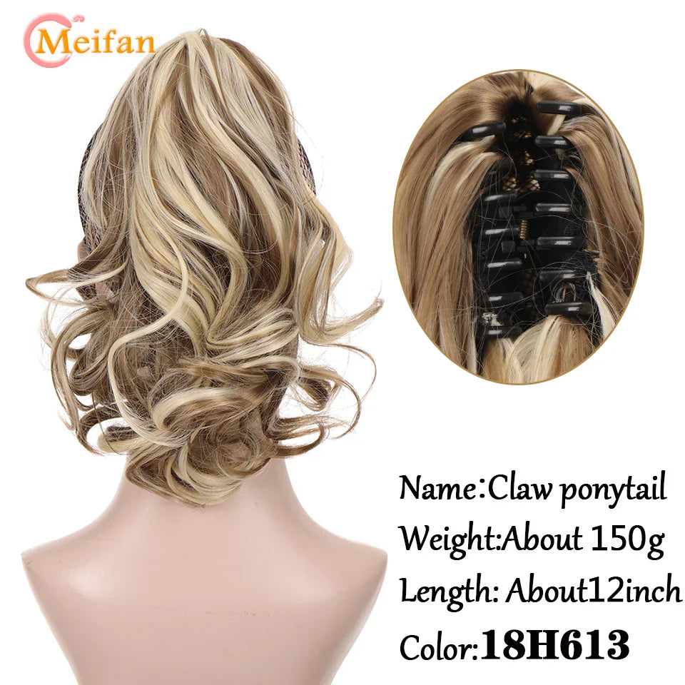 MEIFAN Long Synthetic Wavy Clip in Hair Ponytail