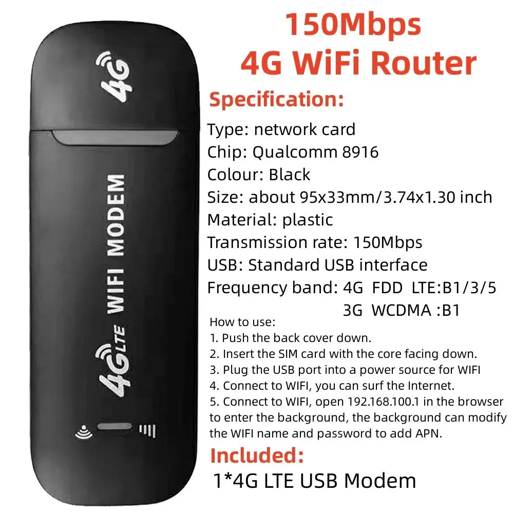 4G Wireless Router 150Mbps Network Modem4G Wifi Router