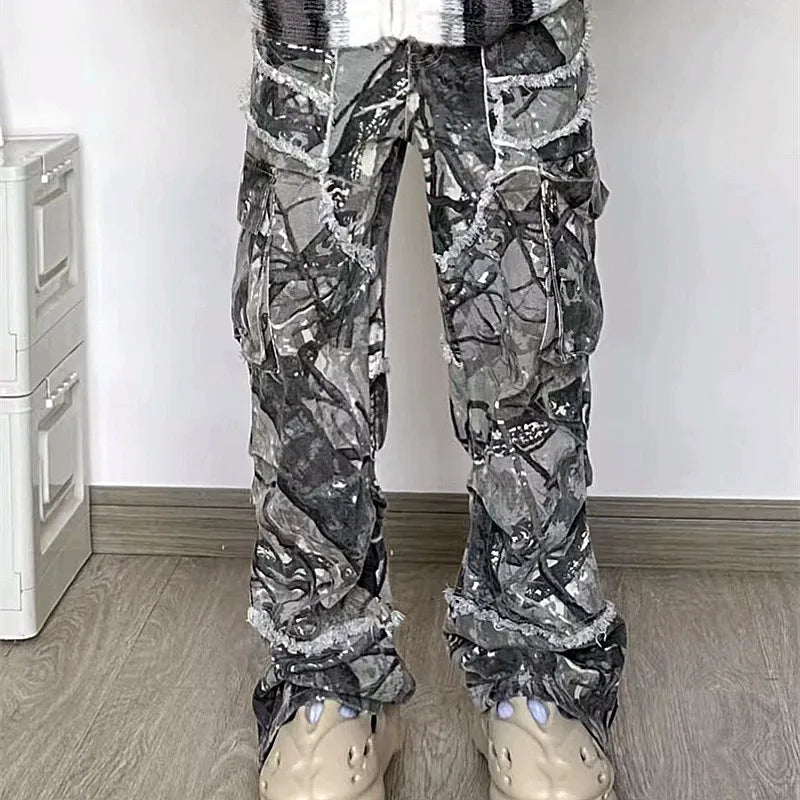 2023 Kanye Y2K Streetwear Baggy Stacked Flared Jeans