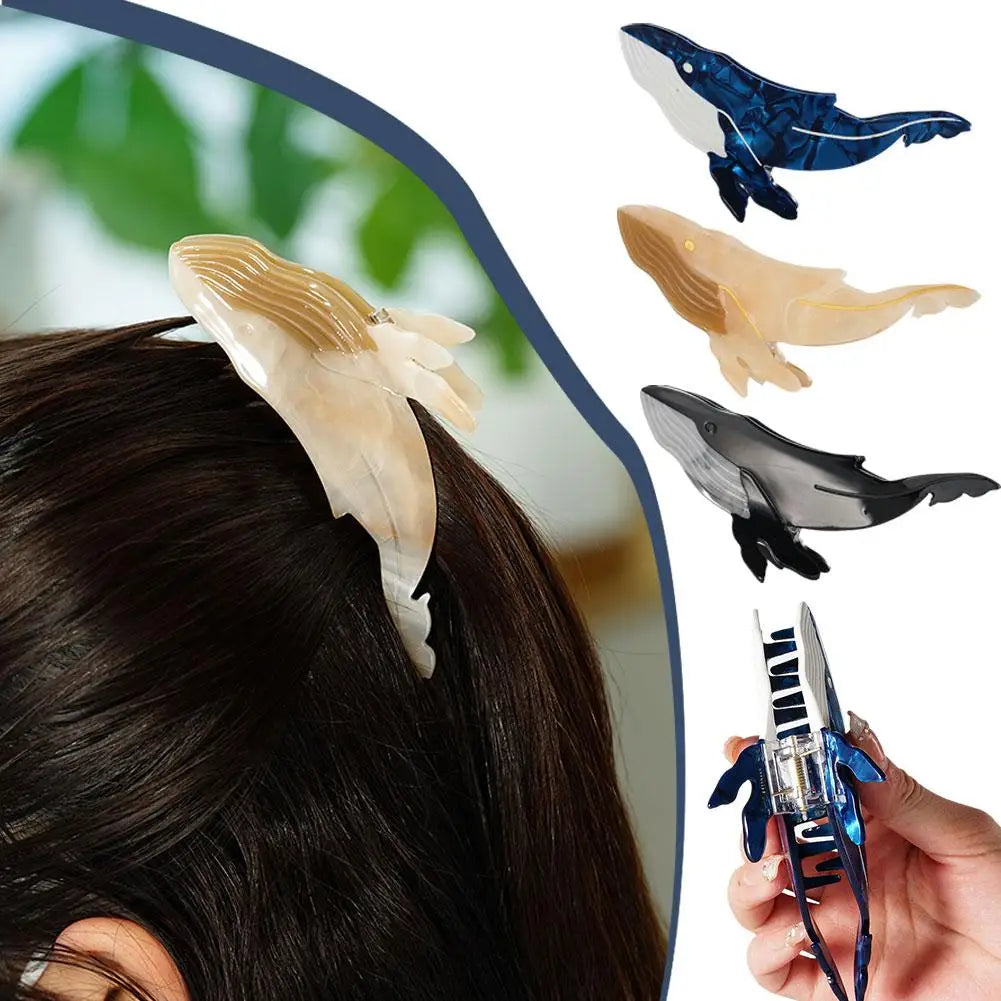 New Korean Blue Whale Hair Claw Acetate Hair